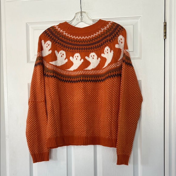 Orange Ghost Pattern Sweater - Picture 3 of 3